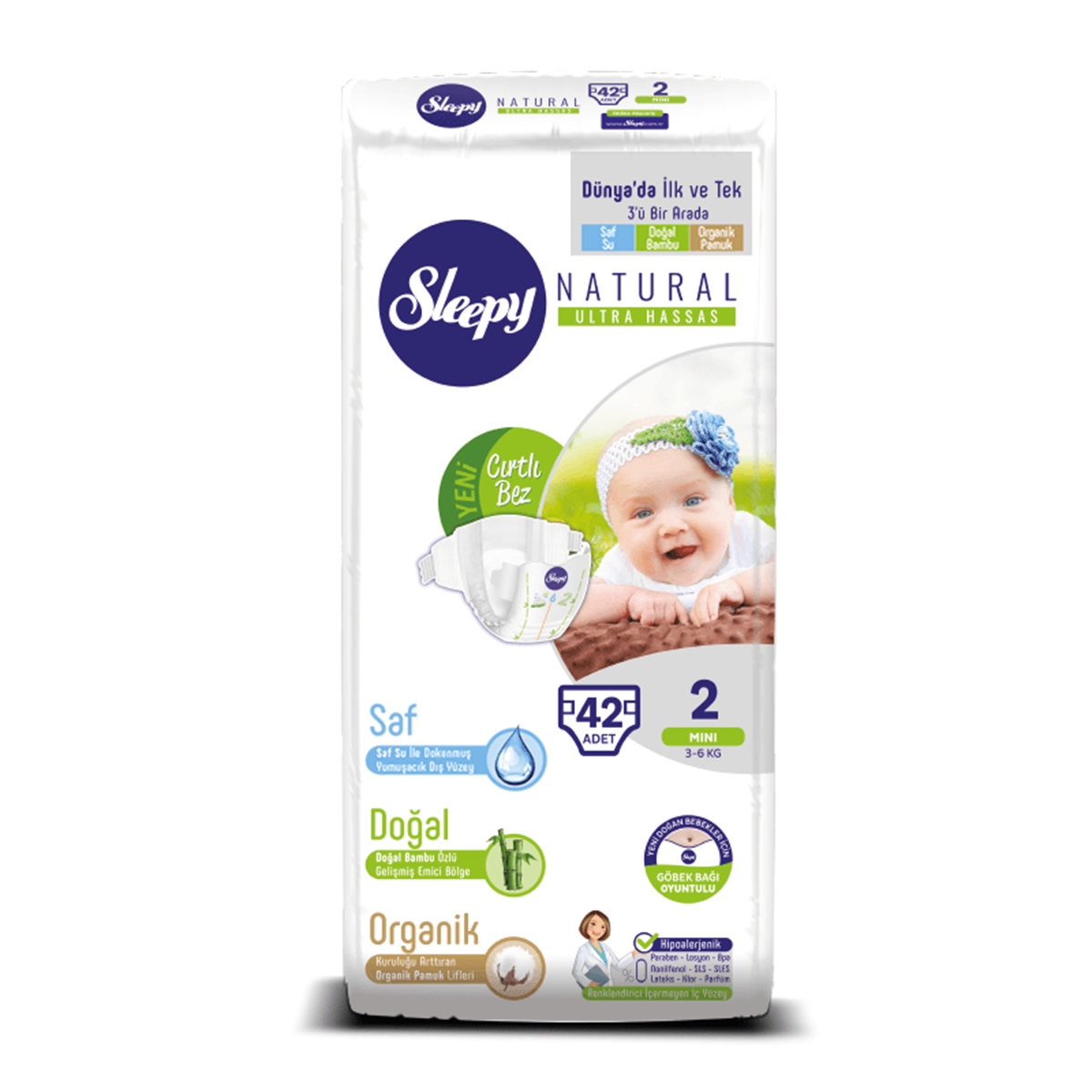 Sleepy 2 Beden Bebek Bezi Mini 3-6 Kg 42 Adet