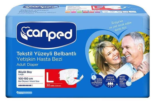 Canped Tekstil Yüzey Belbantlı Large Hasta Bezi 30 Adet